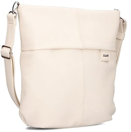 Zwei Damen Handtasche Mademoiselle.M M12 Umhängetasche 7 Liter Crossbody Bag, Schultertasche in DIN-A4-Größe, Schlüsselring, Geheimfach, inkl. extra kurzen abnehmbaren Schultergurt (off-white)
