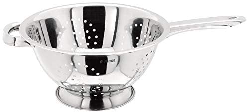 Judge Large Polished Stainless Steel Colander, 24cm, Long Handle and Helper Handle, Dishwasher Safe