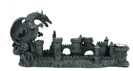 Vogler 766-3675 5 tlger Kerzenhalter Drache vor Burg Figur Teelicht Kerze