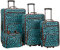 Rockland Jungle Softside Upright Luggage Set, Blue Leopard, 4-Piece Set (14/29/24/28), Jungle Softside Upright Luggage Set