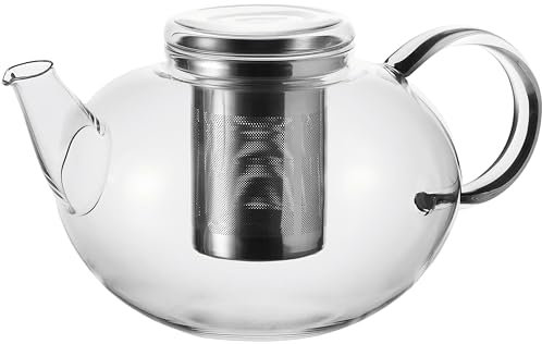Leonardo Moon Teekanne, Teekrug aus Glas mit Deckel und Teesieb aus Edelstahl, handgefertigt, spülmaschinengeeignet und hitzebeständig, Höhe 14,5 cm, 2 l, 030527