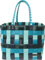 normani® Einkaufstasche Shopper geflochten aus Kunststoff - robuster Strandkorb Vintage Style 38cm x 25cm x 28cm Farbe Classic/Ocean