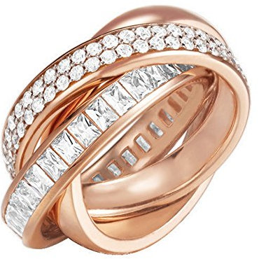 ESPRIT Glamour Damen-Ring ES-TRIDELIA ROSE teilvergoldet Zirkonia transparent Gr. 54 (17.2) - ESRG02258C170