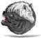 ERREINGE - Adesivo 12 cm LUPO TAO YIN YANG - Sticker PVC | Decal compatibile per Auto, Moto, Scooter, Casco, Laptop, Camper, Cofano, Bici