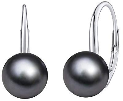 SILVEGO Damen Ohrringe aus 925 Sterling Silber mit weißer, schwarzer oder rosa Perle Swarovski Crystals
