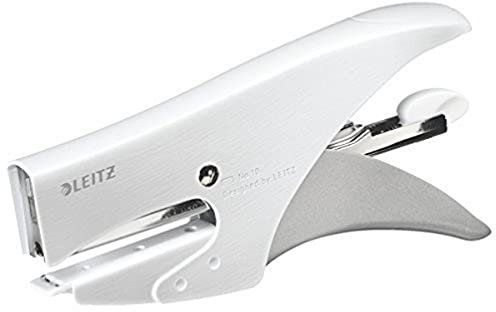 Leitz Heftzange aus Metall, Für 15 Blatt, Inkl. Heftklammern P2 (Nr. 10), Ergonomisches Design, Hinterlademechanik, Arktik Weiß, Style-Serie, 55646004