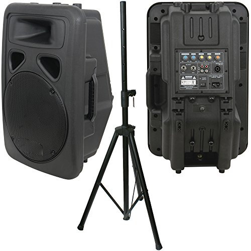 300W – 12” Active Karaoke Speaker & Heavy Duty DJ/PA Stand – Moulded Amp System