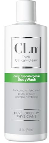 CLn Physician-Developed Therapeutic Body Wash for Skin Prone to Eczema (Atopic Dermatitis), Rash, Folliculitis (Ingrown Hairs, Razor Bumps), Acne, and Infection, 8 oz.