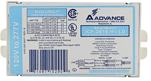 Advance SmartMate ICF-2S18-H1-LD - (2) Lamp Fluorescent Ballast - 18 Watt CFL - 120/277 Volt - Programmed Start - 1.0 Ballast Factor