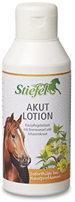 Stiefel Akutlotion für Pferde 250 ml – Hautpflegebalsam bei Hautproblemen, Juckreiz & Sonnenbrand, schützt Ekzemer, bildet schützenden Film, mit wertvollen Inhaltsstoffen