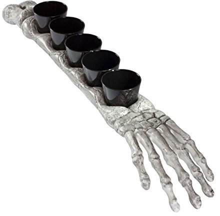 SHATCHI 5Pcs Halloween Shot Glasses Black with Arm Skeleton Stand Party Spooky Tableware Drink Accessories