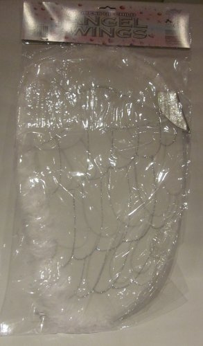 White & Silver Feather Trimmed Dress Up Children's Angel Wings (disfraz)
