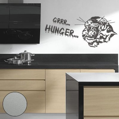 Klebesüchtig Wandtattoo Hungriger Tiger 60cm x 28cm Silber Dekoration - Bad - Wohnzimmer - Aufkleber - Wandsticker