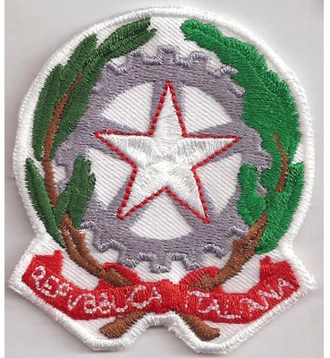 Italien Aufnäher mit Stickerei - Republica Italiana Patch Italien Wappen Aufbügler Nationalflagge Italy Applikation zum aufnähen für Trikot/Uniform/Jacke, 70x65mm