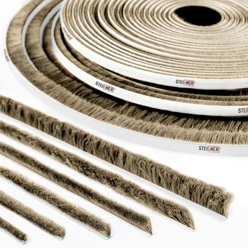 STEIGNER Joint brosse autocollant Marron 7 mm x 30 m - Joint pour fenêtres, portes coulissantes et intérieures - Protection contre les insectes, coupe-vent, isolation phonique
