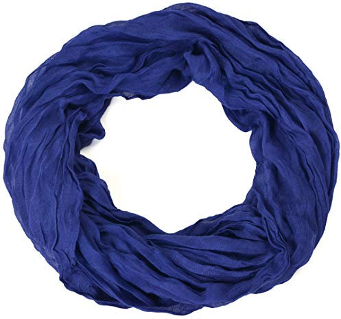 Miobo Loop Schal Crinkle Schal Halstuch Unifarbe 70 x 180cm Frühling Sommer Herbst Rund Marine