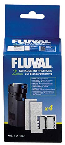 Fluval Schaumstoffpatrone, zur Standardfilterung für den Fluval 2+ Innenfilter, 4er Pack