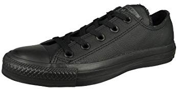 Converse All Star Low Leather Trainers Black Mono Leather - 6 UK