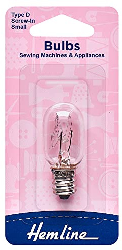 Hemline Sewing Machine Bulb – Small 15W/240V SES Screw in Cap for Universal Sewing Machines and Appliances, Natural Light Replacement Bulb – 20 x 48mm (0.75 x 1.875in) Type D