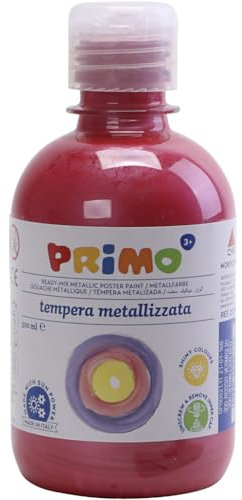 Primo Peinture de Bricolage pour Enfants, Aspect métallisé, 300 ML, avec Bouchon doseur (Rouge)