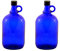 Unbekannt Glasballonflasche 2x2 Liter, blau, Verzierung Blume des Lebens, Flasche aus Blauglas mit Schraubverschluss und Henkel