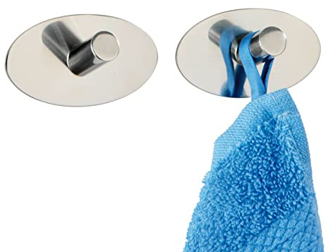 WENKO Wandhaken Piceno Edelstahl glänzend 2er Set - 2er Set, selbstklebend, Edelstahl rostfrei, 6.5 x 3.6 x 2.8 cm, Glänzend
