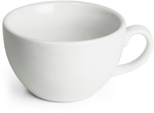 Genware Royal Bowl Shaped Porcelain Coffee & Tea Cups - 12oz / 340ml, Pack of 6 - White
