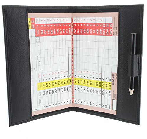 Large Leather Golf Scorecard Holder 2314 - for UK, Ireland and European scorecards