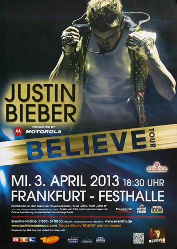 Justin Bieber - Believe, Frankfurt 2013 » Konzertplakat/Premium Poster | Live Konzert Veranstaltung | DIN A1 «