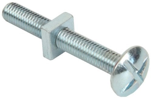 Bulk Hardware BH02179 Bullone da Tetto a Testa Tonda con Dado, M6, 100 mm, Bianco, Set di 5