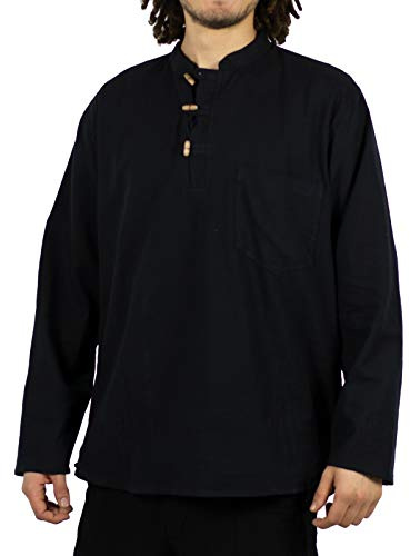 Kunst und Magie Herren Kurta Hemd Baumwolle Nepal Fisherman