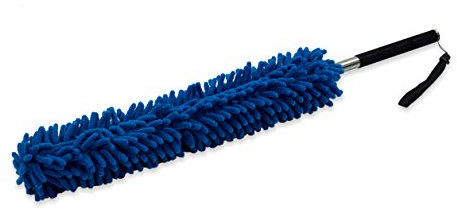 StaubWunder Staubwedel Staubwischer, ausziehbarer Teleskopstiel Staubfänger und Mikrofaseraufsätze aus Chenille zum Spinnenweben entfernen und Staub wischen - Duster XL in blau