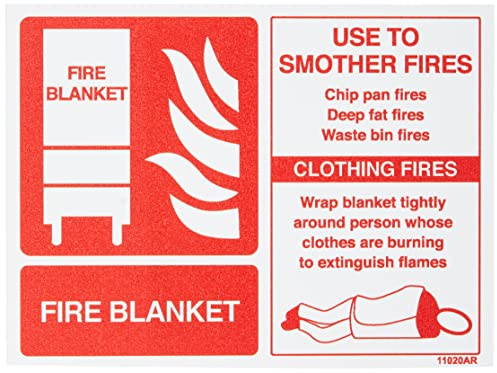 V Safety Fire Blanket Id Fire Extinguisher Sign - 200mm x 150mm - 1mm Rigid Plastic