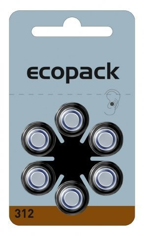 Lot de 30 piles pour appareils auditifs Ecopack 312 Marron