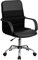 Flash Furniture Manor Schreibtischstuhl mit mittlerer Rückenlehne, Leder, weich, mit Kopfstütze und gepolsterten Armlehnen, höhenverstellbar, gepolstert, ergonomischer Bürostuhl, Schwarz