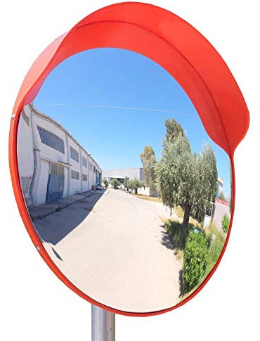 ECM-60o Specchio convesso flessibile da traffico, diametro 60 cm, per la sicurezza in strada e per i negozi, con staffa di fissaggio regolabile per palo da 48 mm