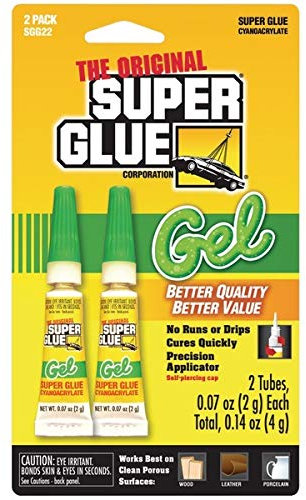 Super Glue Gel 2-Pack (2x 0.07oz, 2g) Cyano CA Instant Adhesive