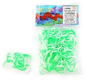 Rainbow Loom Haargummis, zweifarbig, Grün/Weiß