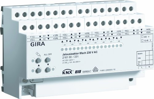 Gira 216100 Jalousieaktor 8-Fach 230V AC, KNX Einflächenbedienung REG