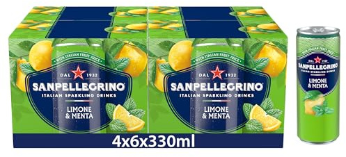 San Pellegrino Italian Sparkling Drinks Lemon & Mint Soft Drink 4x6x330ml