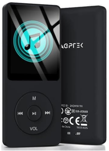 AGPTEK A02 8GB MP3 Player, 70 Hours Playback Lossless Sound Music Player, Supports up to 128GB, Black