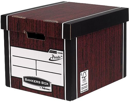Bankers Box Premium 726 Tall Storage Box - Woodgrain, Pack of 10