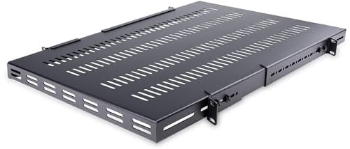StarTech.com 1U Adjustable Vented Server Rack Mount Shelf - 250lbs - 19.5 to 38in Adjustable Mounting Depth Universal Tray for 19 AV/ Network Equipment Rack - 27.5in Deep (ADJSHELFHDV)