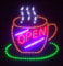 Panneau lumineux LED « Ouvert » « Dönner Kebab », « Bar » et beaucoup d'autres panneaux publicitaires lumineux Ouverture (avec gobelet).