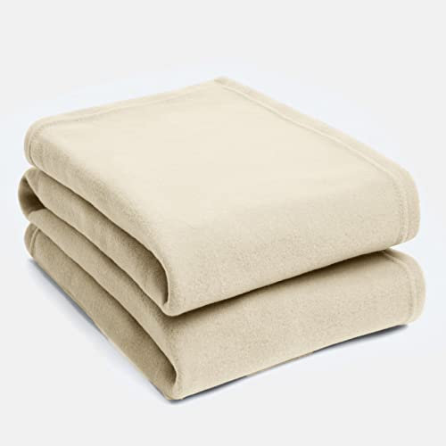 Dreamscene Cream Throw for Sofa, Super Soft Warm Cosy Plain Fleece Throw Blanket for Bed Lightweight Fluffy Single Bedspread Polar Fleece Blanket, 120 x 150cm