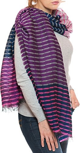 ufash Pashmina Wollschal - elegant und besonders weich, aus Punjab, Indien - 180 x 70 cm, Violett