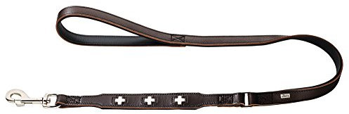 HUNTER Hundeführleine SWISS, Farbe: braun/schwarz, exklusives Rindsleder, schweizer Kreuz, elegante Optik, besonders reißfest, weiche Handschlaufe, langlebig, Made in Germany, Größe: 18/100