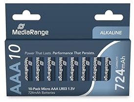 MediaRange – Alkaline Batterien Micro AAA LR03 1,5V 10er-Pack | 10er-Pack | langlebige Energie | 0 % Kadmium & Quecksilber