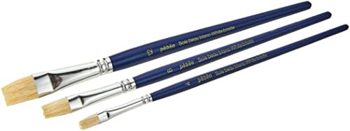Pebeo 697198 Pinselset, 3-teilig, Borstpinsel, flach Nummer 4, 8, 12