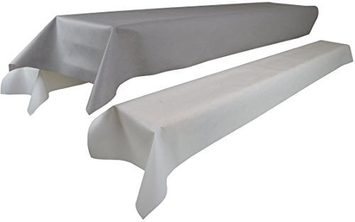 Sensalux Bierzeltgarnitur 1 Tischdecke (1 x 2,5m, GRAU) und Zwei weiße Bankauflage (0,55 x 2,5m) aus stoffähnlichem Vlies, Standard 100 by Oeko-TEX, Party, Hochzeit